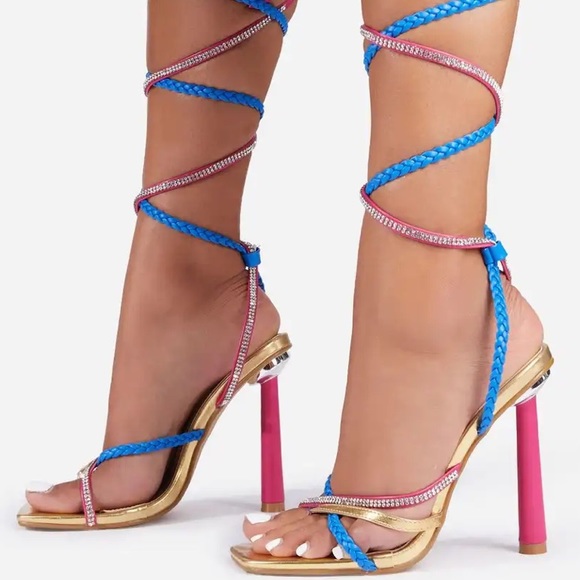 COPY - Ego Braided Diamante Lace heels - Picture 1 of 6